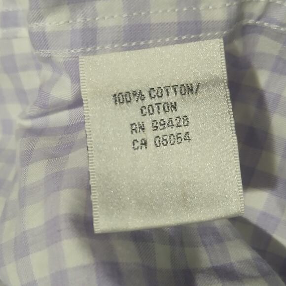 NWT Bugatchi XL men's Shaped Fit lavender check 100% cotton flip cuff long-slv - Picture 13 of 16